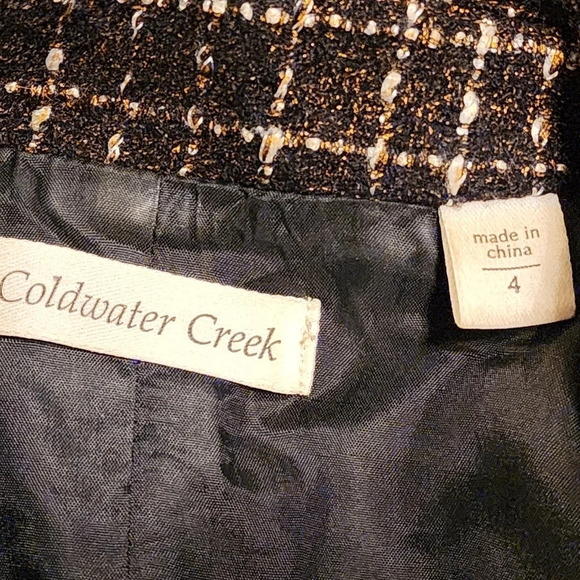 Coldwater Creek Women's Blazer Black with Gold Shimmer and White Size 4 - Picture 9 of 15
